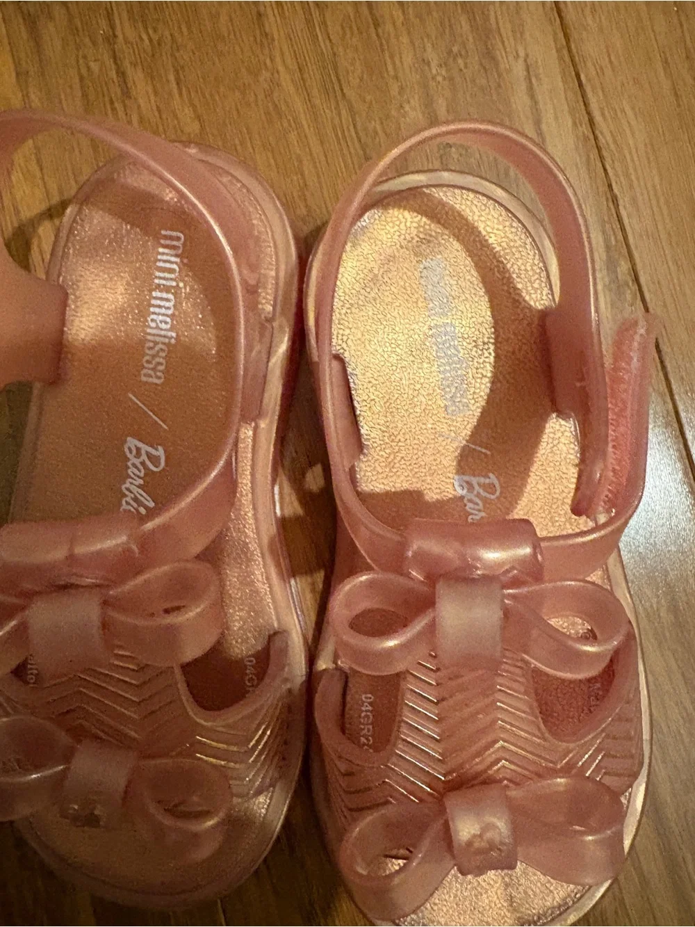 Mini Melissa x Barbie Pink Jelly Bow Sandals